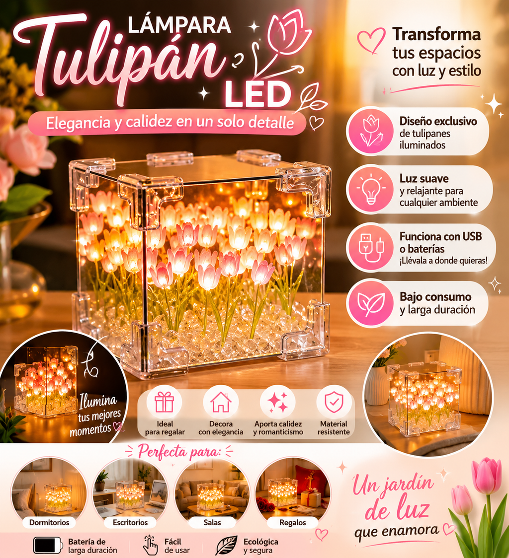 Lámpara LED portátil de Tulipanes